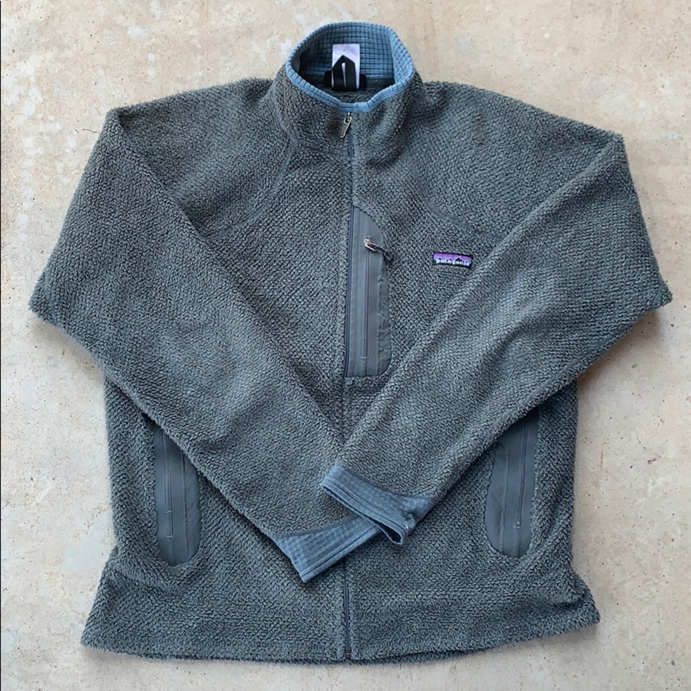 Men’s Patagonia Fleece Zip Up Jacket Gray Large